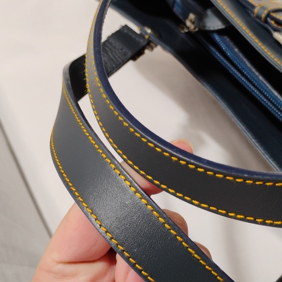 FIRM PRICE! Auth Dior Denim Navy Blue Oblique/Leather Vint Buckle Tote/Dust Bag - Picture 5 of 16